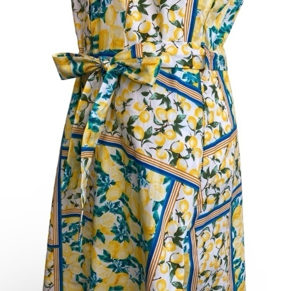 Chloe+Rene Lemon Print Retro 70s Style Fit and Flare Poplin Midi Sundress Sz S - Picture 8 of 16